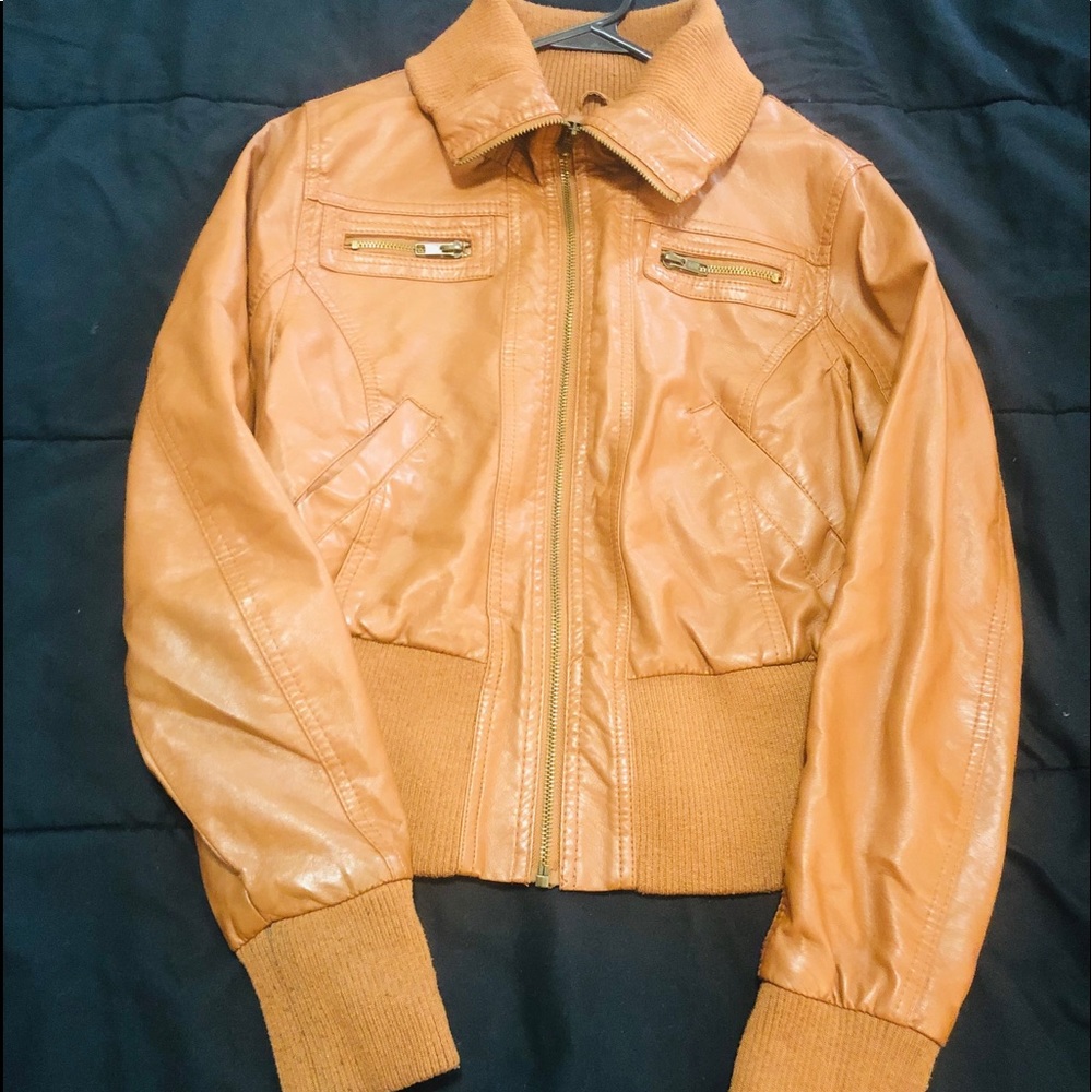 Brown Faux Leather Jacket